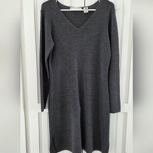 Pursuits Ltd Merino Wool Womens Charcoal 100% Long Sleeve Dress M